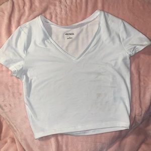White Cropped V-Neck